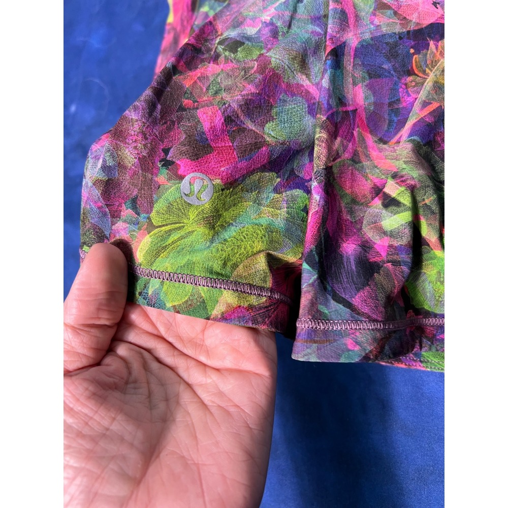 Lululemon Pace Rival Skirt Floral Multi-Color Grey Waistband Size 4 Activewear